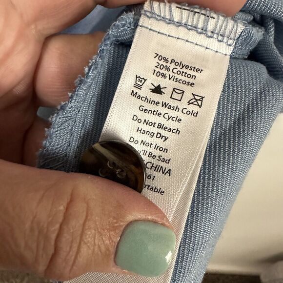 LuLaRoe Abigail Shacket Jacket M Blue Button Front Trendy Longline Travel NWOT - Picture 5 of 10